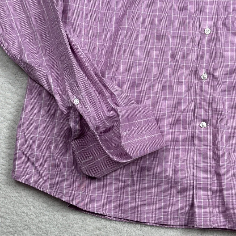 Liberty Shirt Co Thomas Mason Bespoke Purple Plaid Dress Shirt‎ Men's Size 3XL
